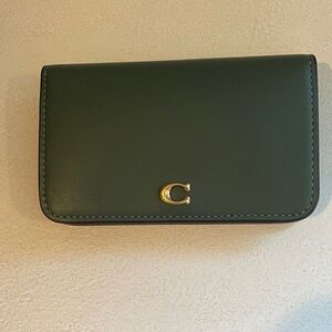 Coach Dark Green Leather Card Case
